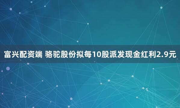 富兴配资端 骆驼股份拟每10股派发现金红利2.9元